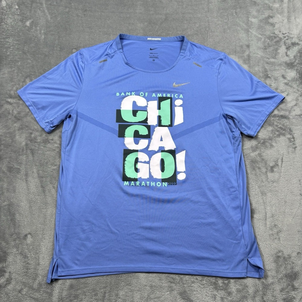Nike Chicago Marathon 2023 Rise 365 Running Shirt Mens Small FD2689-450 New